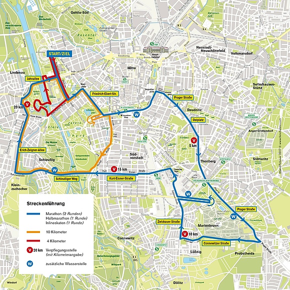 Streckenplan Leipzig Marathon 2018